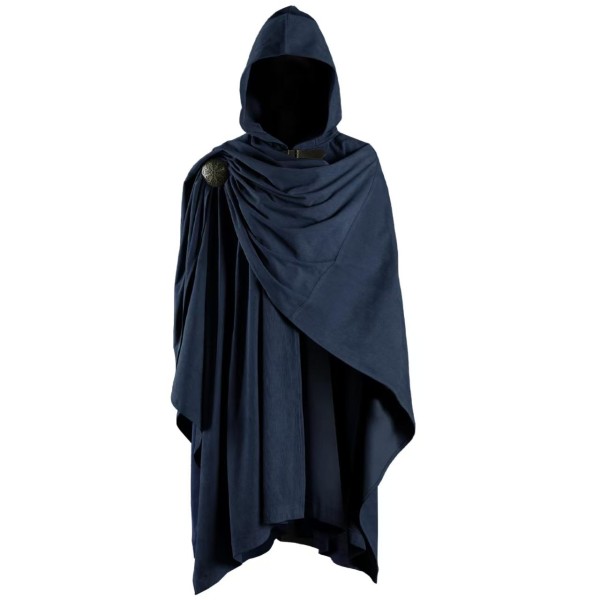 Corduroy Hooded Cloak with Brooch - Image 2