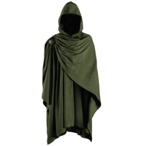 Corduroy Hooded Cloak with Brooch