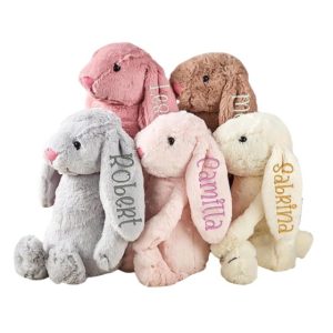 Long-Ear Embroidered Plush Bunny