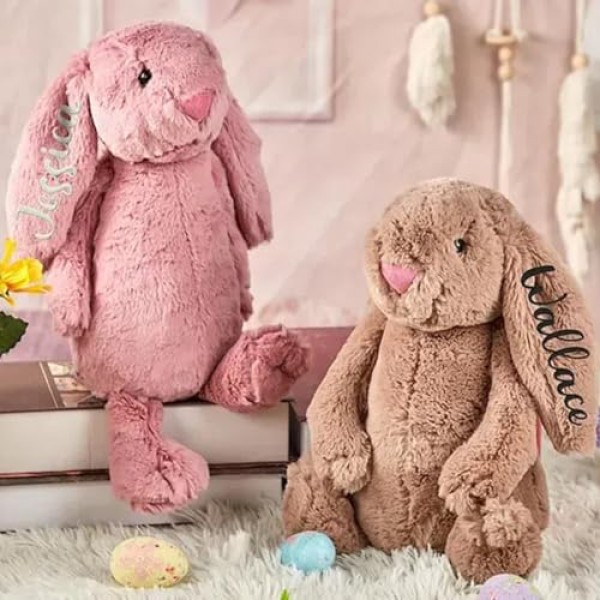 Long-Ear Embroidered Plush Bunny - Image 3